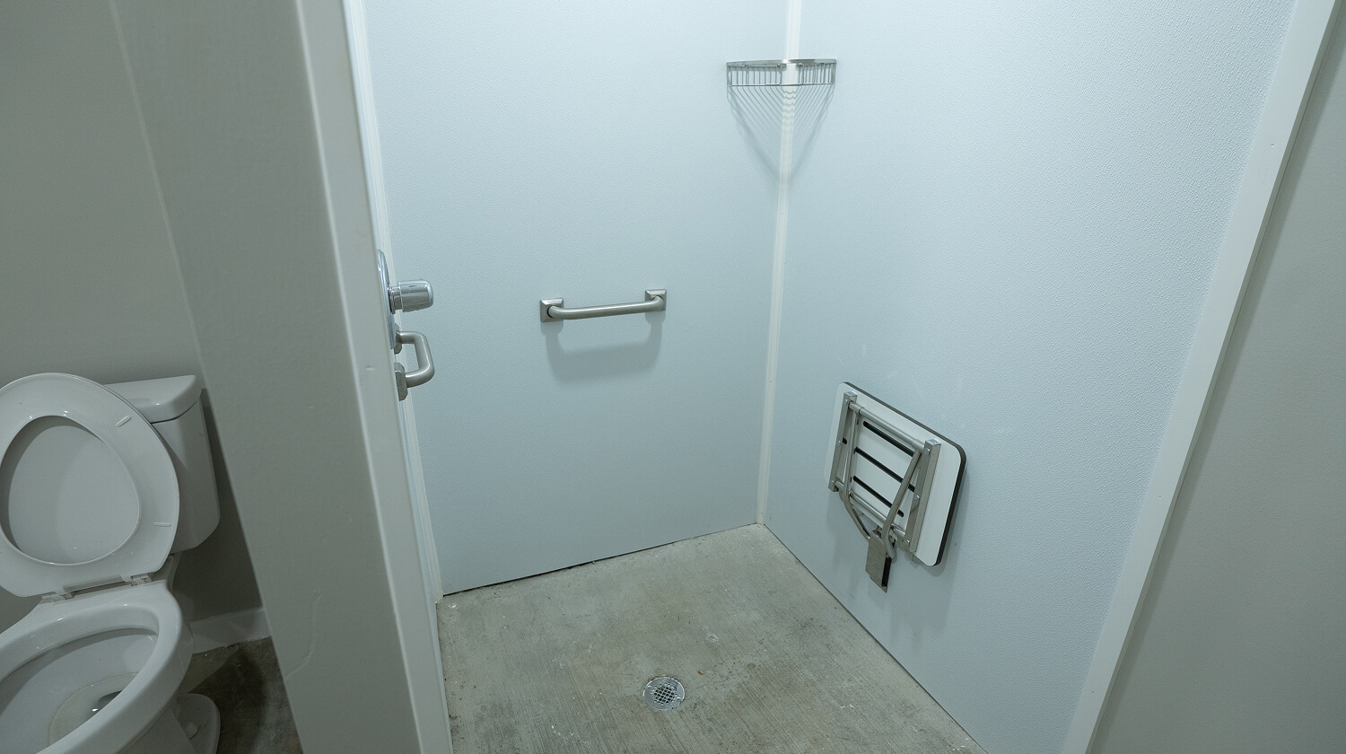 accessible shower stall in bathroom