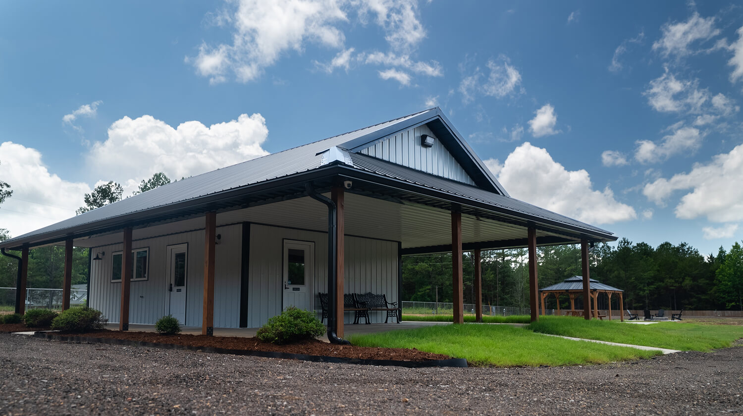 main building with bathrooms and laundry